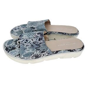 Patricia Green Snake Print Sandal Thong Strap Platform Slide Leather